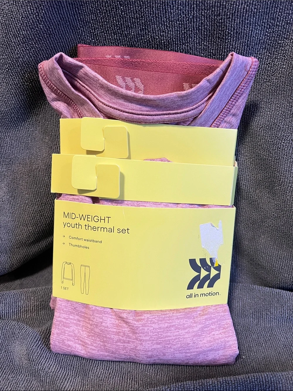all in motion Purple Heather Youth Thermal Set